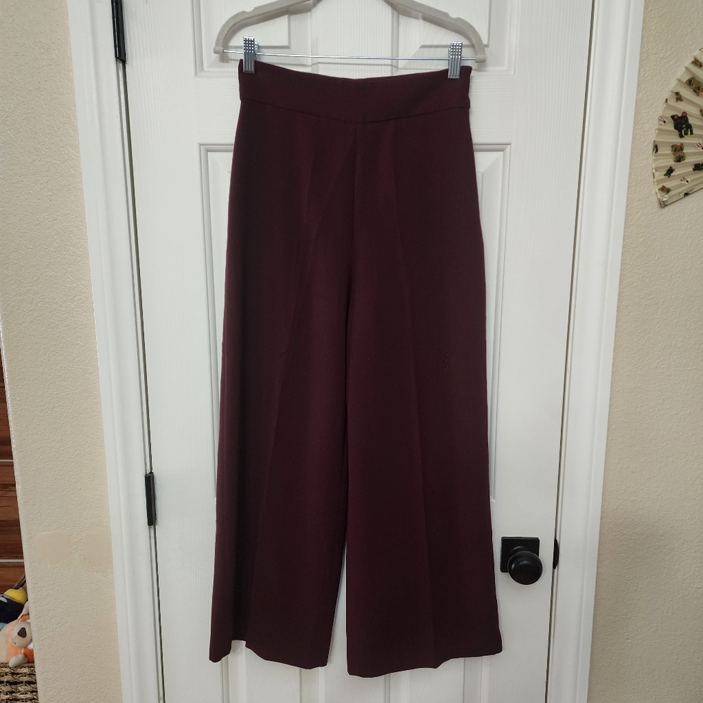 ZARA women Elegant Burgundy Women's Pants wide leg size Small